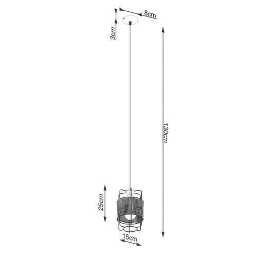 Lampa wisząca Loft GIZUR 1xE27 czarna ze sznurem