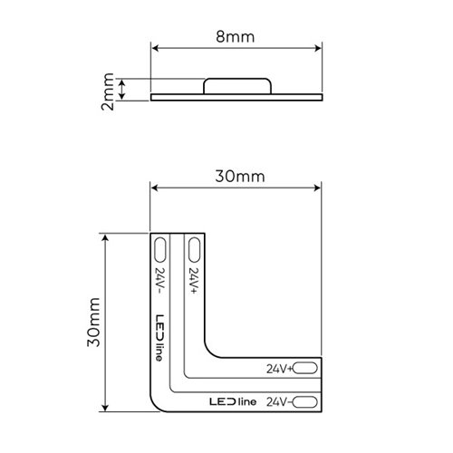 Łącznik kątowy do taśm LED COB 24V 14W 2700K 10mm