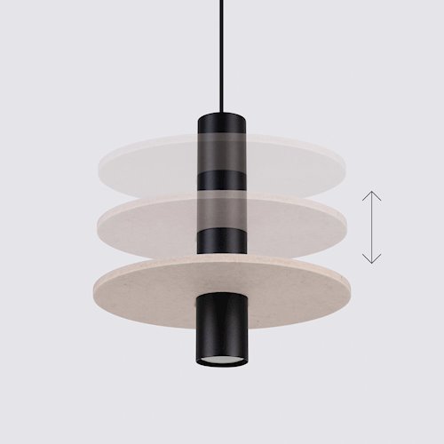 Lampa wisząca filcowa Pelta 1xGU10 czarno-beżowa