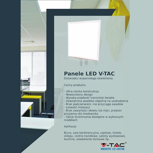 Panel LED  45W 600x600 CRI95+ VT-6245 6400K 3600lm