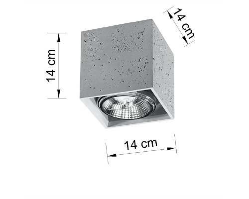 Halogen natynkowy kwadratowy VALDE 14cm 1xAR111 beton