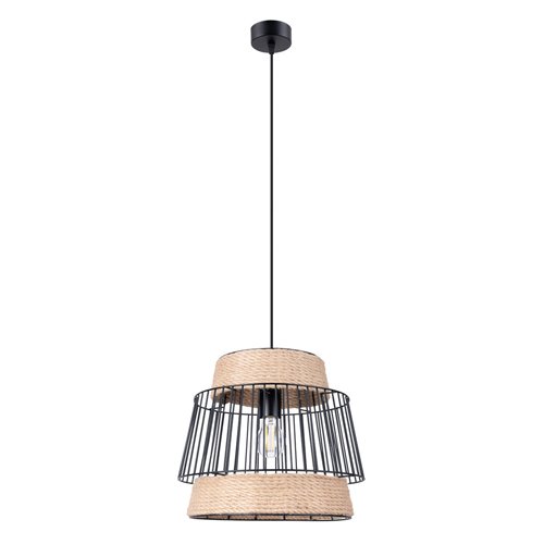 Lampa wisząca Loft Brilo 1xE27 czarna ze sznurem