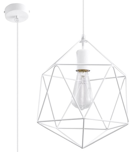 Lampa wisząca diament GASPARE 1xE27 Biała