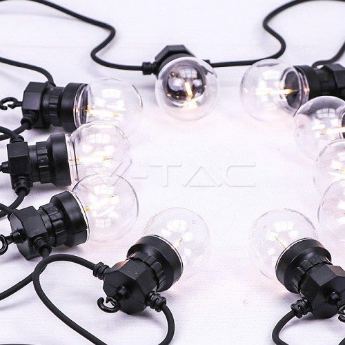Girlanda Ogrodowa V-TAC 6W LED 5m 10 żarówek 0,6W Filament VT-71510 3000K 350lm