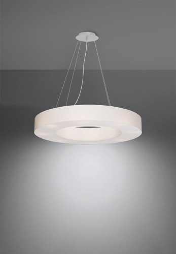 Lampa wisząca okrągła SATURNO SLIM 70 cm biała 6xE27