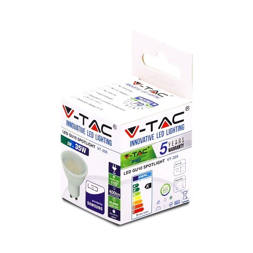 Żarówka LED V-TAC Samsung 5W GU10 110st VT-205 4000K 400lm 