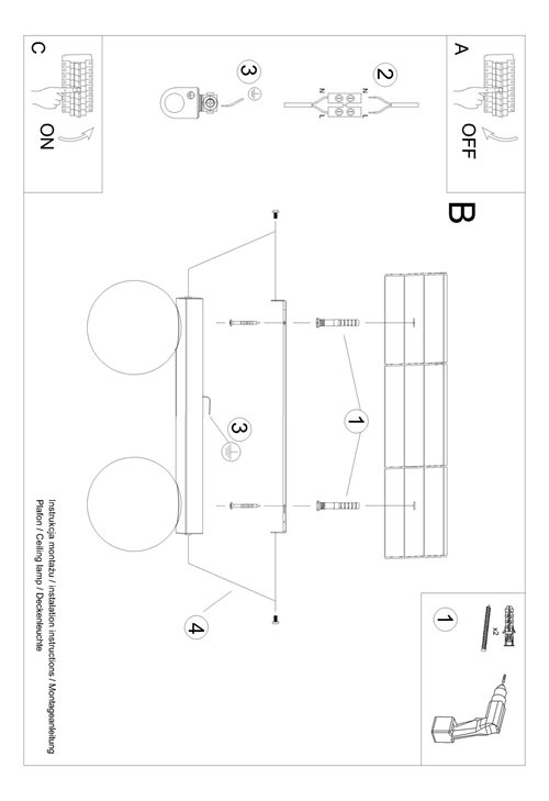 Lampa sufitowa mleczne kule YOLI 2xG9 biała