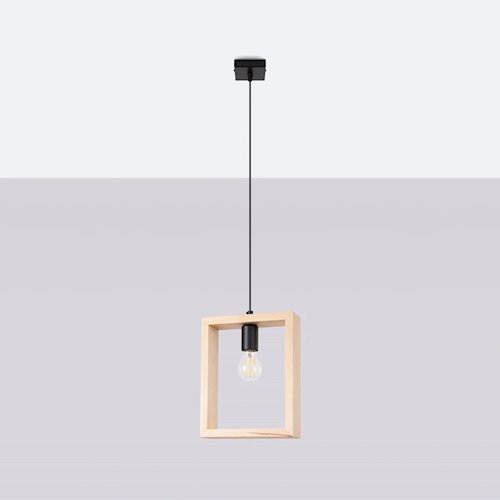 Lampa wisząca drewniana Aries 1xE27 naturalne drewno