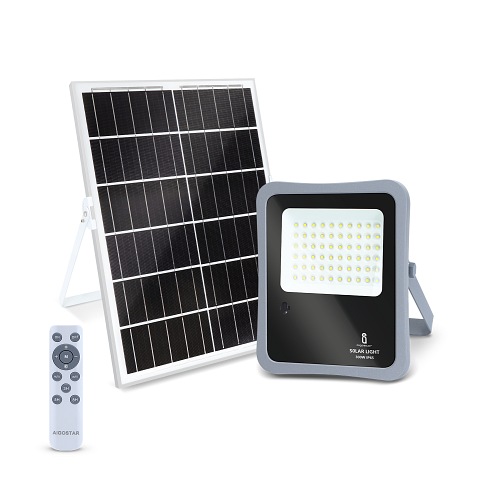 Halogen LED solarny 300W z pilotem Aigostar - biała zimna