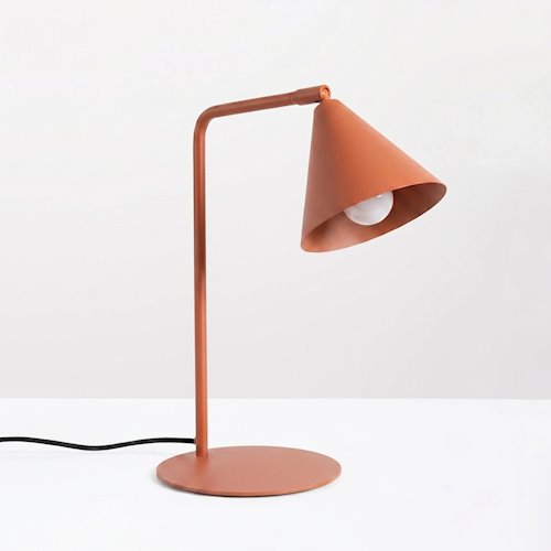 Lampa biurkowa ze stożkowym kloszem Nox 1xE14 ochra czerwona
