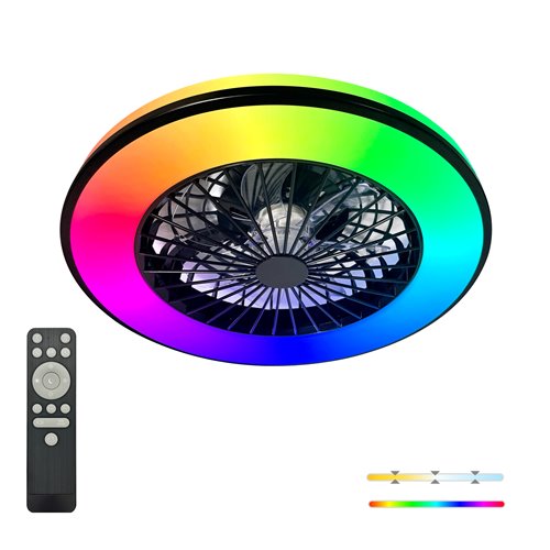 Plafon LED RGB+CCT z wentylatorem Ventelux 48W+15W czarny