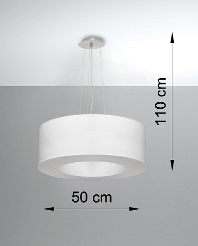 Lampa wisząca okrągła SATURNO 50 cm biała 5xE27