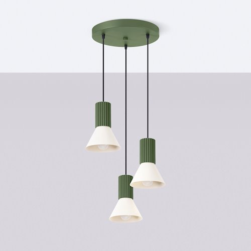 Lampa wisząca potrójna Estria 3xE14 beżowa/zielona oliwka