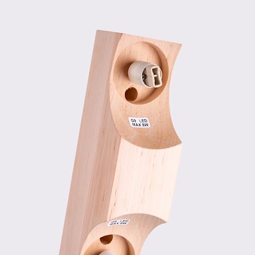 Lampa drewniana z mleczną kulą Bulbo 2xG9 naturalne drewno