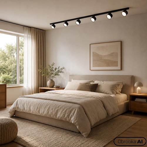 Listwa sufitowa 120cm z okrągłymi reflektorami 6xGX53 czarna