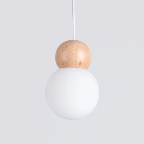 Lampa wisząca drewniana kula Pekka 1xG9 biała/naturalne drewno