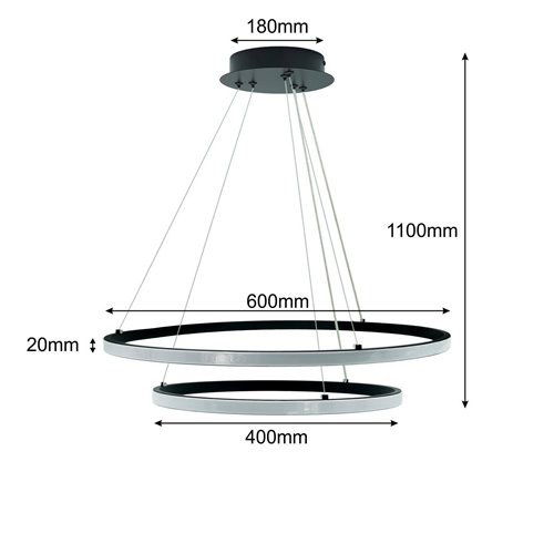 Lampa wisząca LED okręgi Centurio 60W 4000K