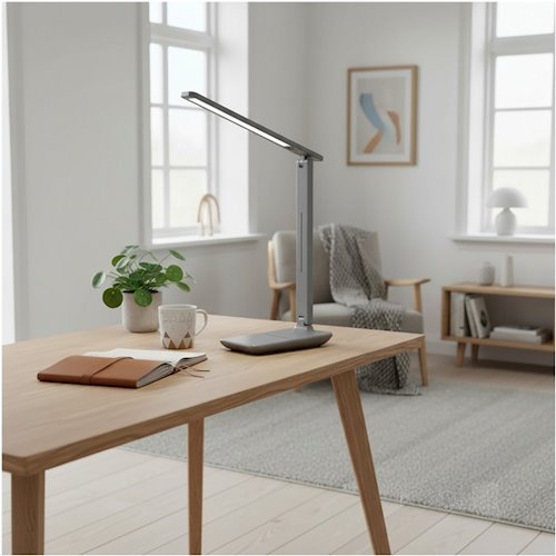 Lampka biurkowa LED Noblite 7W CCT szara