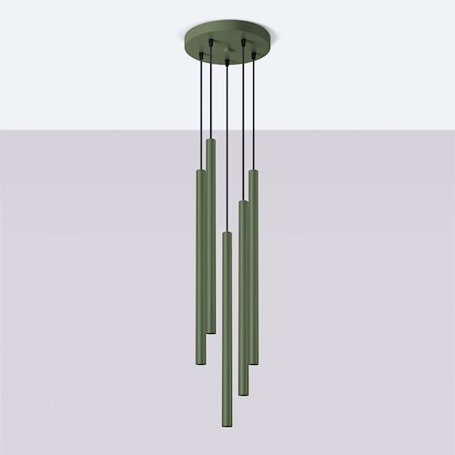Lampa wisząca 5-punktowa Pastelo 5xG9 okrągła zielona oliwka