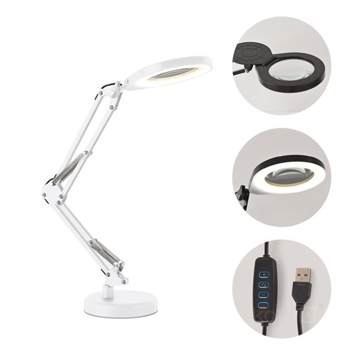 Lampka biurkowa LED Auriq z lupą 10W CCT biała