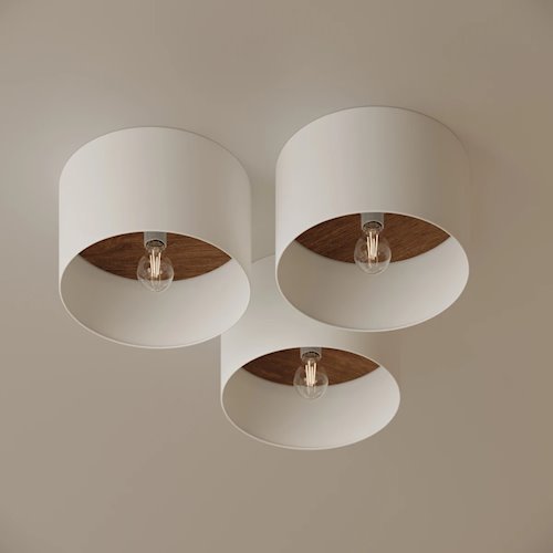 Lampa sufitowa drewniana Telesto 1xE27 biały/ciemny brąz