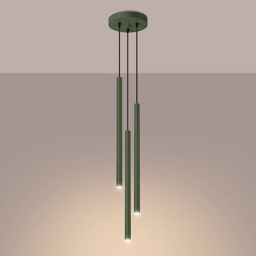 Lampa wisząca potrójna Pastelo 3xG9 okrągła zielona oliwka