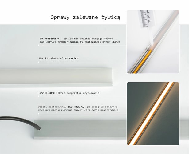 Oprawa liniowa LED IP68 AQU srebrna 4500K 2m