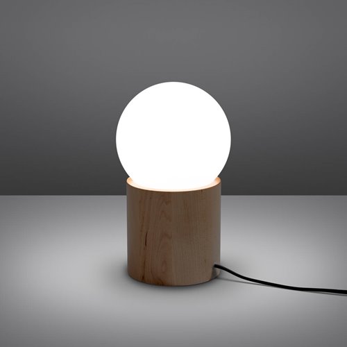 Lampa stołowa BOOMO 1xG9 mleczna kula - drewno