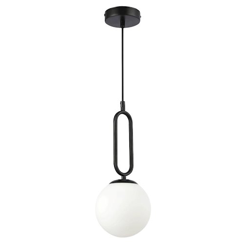 Lampa wisząca mleczna kula Bali 15cm 1xE27 dekor czarna