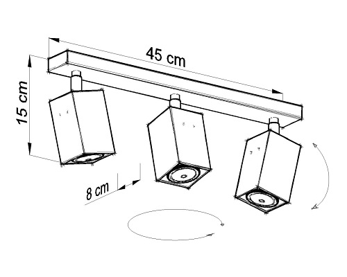 Listwa sufitowa reflektory MERIDA 3xGU10 Szara