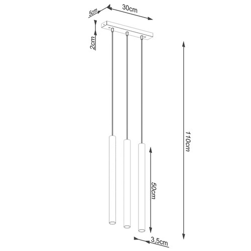 Lampa wisząca tuby PASTELO 3xG9 drewno - listwa