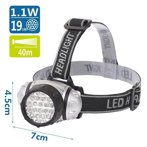 Lampa czołowa LED L01 srebrna 1,1W 60lm 6500K