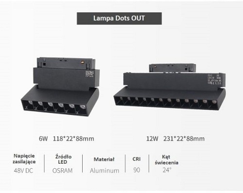 Reflektor magnetyczny M-LINE DOTS OUT 12W 4000K