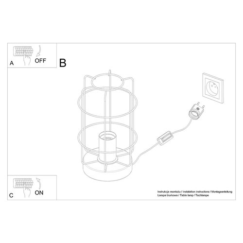 Lampa stołowa Loft GOTTO 1xE27 czarny drut