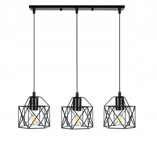 Lampa wisząca Zaffiro Loft Brylant 3xE27 prosta Czarna