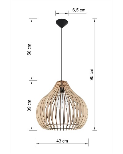 Lampa wisząca APRILLA 1xE27 naturalne drewno