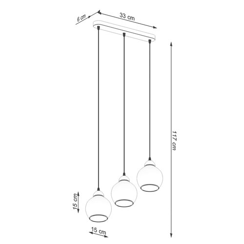 Lampa wisząca ALINO 3xE27 ciemne szkło