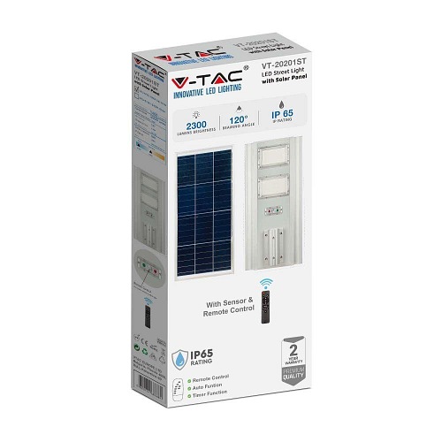Lampa Uliczna LED Solarna V-TAC 33W/200W VT-20201 2300lm 4000K