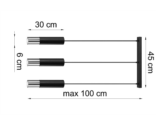 Lampa wisząca LOOPEZ 3L czarny/chrom 3xGU10