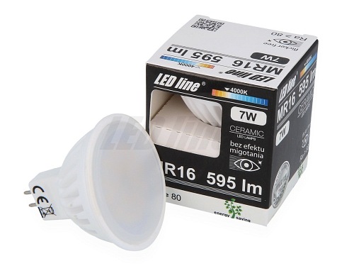 Żarówka LED MR16 GU5.3 7W 595lm 12V AC/DC marki LED line biała dzienna