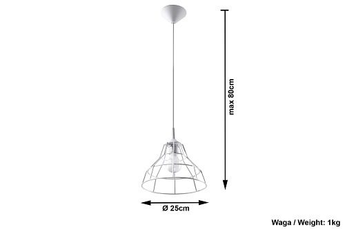 Lampa wisząca industrialna ANATA 1xE27 Biała