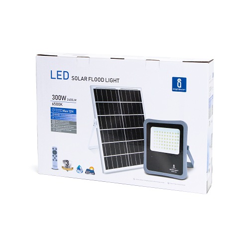 Halogen LED solarny 300W z pilotem Aigostar - biała zimna