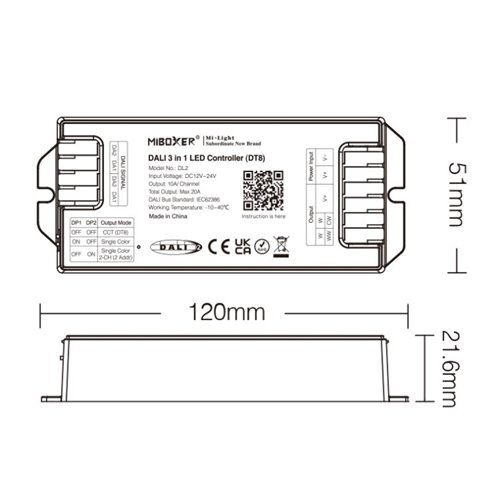 Mi-Light DL2 sterownik LED Dali 3w1 DT8 12-24V 10A