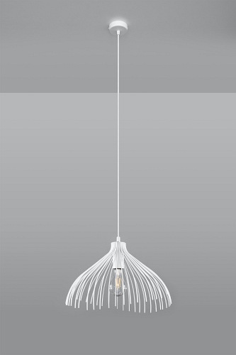 Lampa wisząca z drucianym kloszem UMB 1xE27 biała