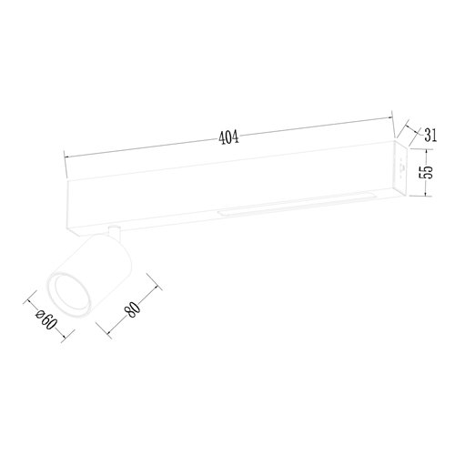 Kinkiet liniowy LED 5W + dwa reflektory GU10 - czarny
