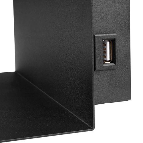 Reflektor ścienny GU10 z półką i gniazdem USB - czarny