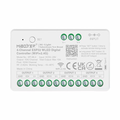 Sterownik LED Cyfrowy 4-kanały ESP32 WLED Mi-Light SPI-WL4