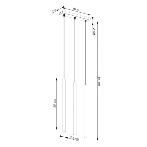 Lampa wisząca potrójna Pastelo 3xG9 listwa zielona oliwka