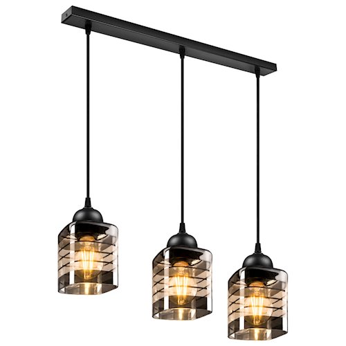 Lampa wisząca 3xE27 Trivo czarna ze szklanymi kloszami