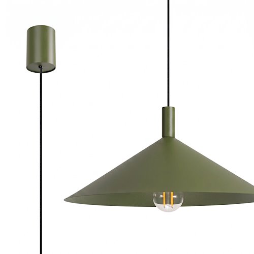 Lampa wisząca stożkowy klosz Nox 40cm 1xE27 zielona oliwka